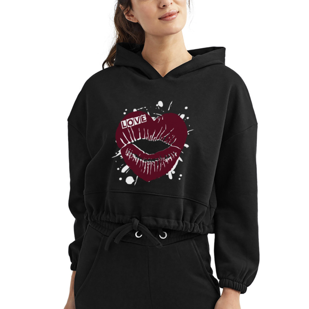 Women’s Cropped Hoodie - black