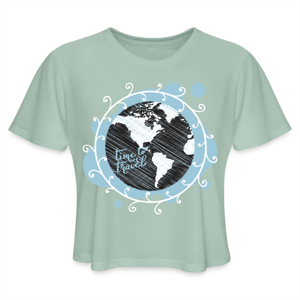 Women's Cropped T-Shirt - dusty mint blue