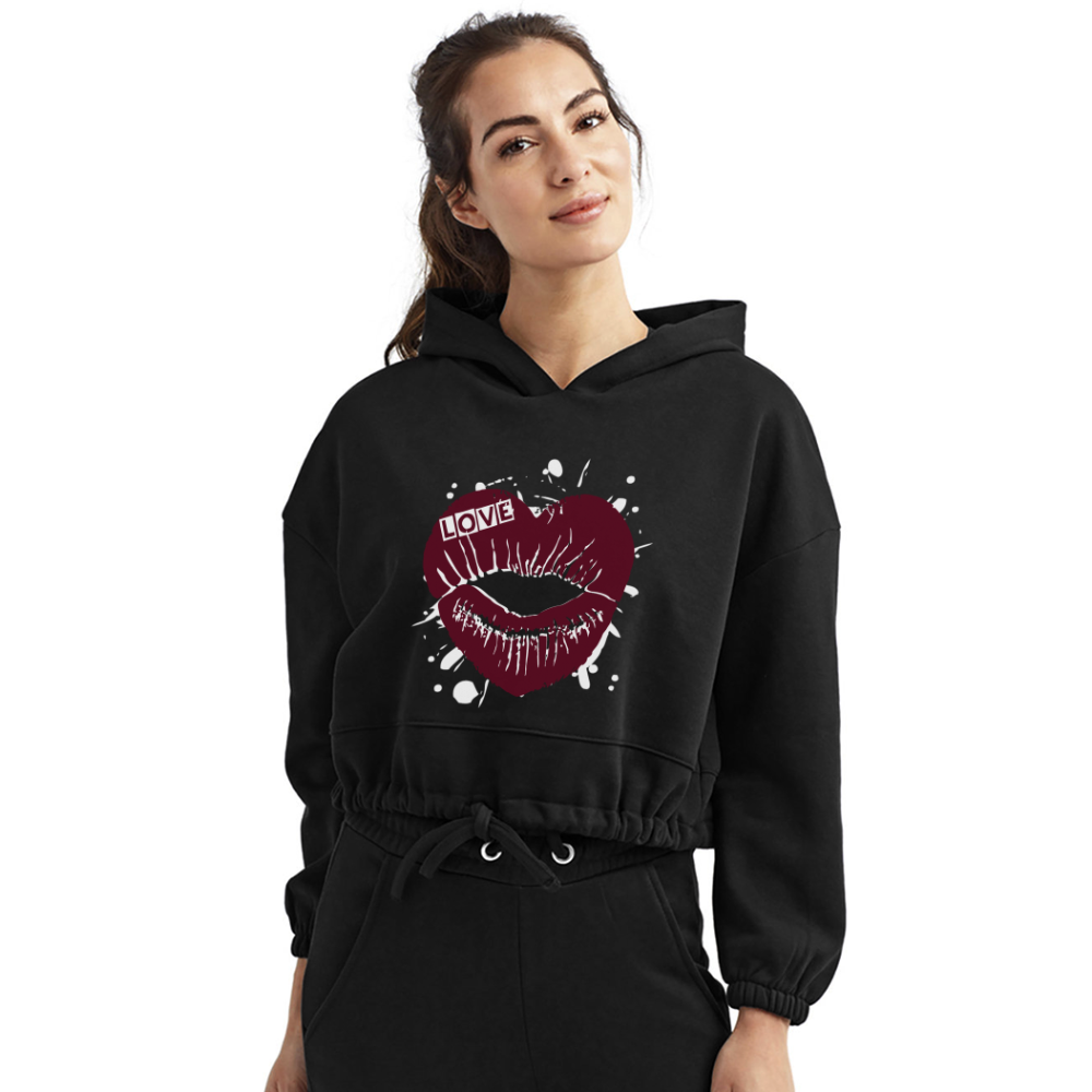 Women’s Cropped Hoodie - black